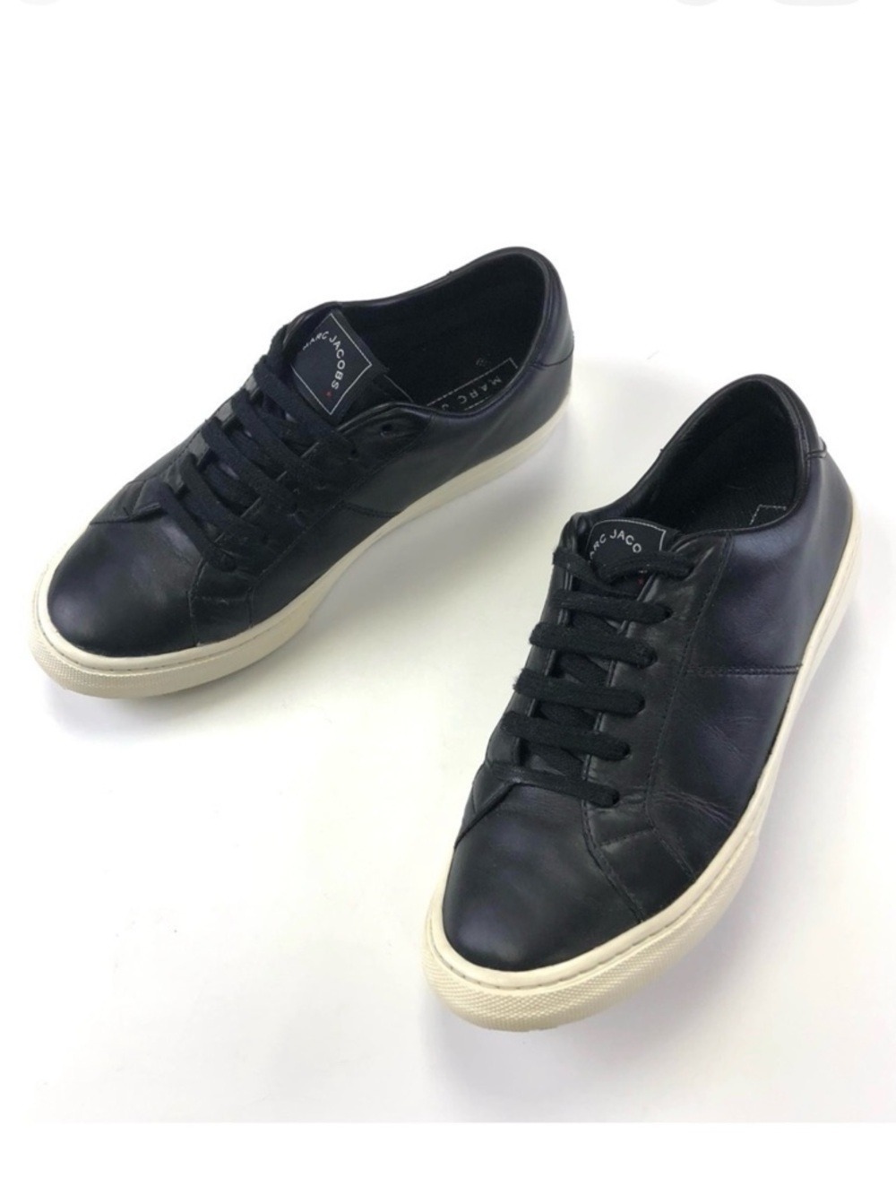 Marc Jacobs black leather Empire sneakers Size 7.5 Minimalist Modern Genderless
